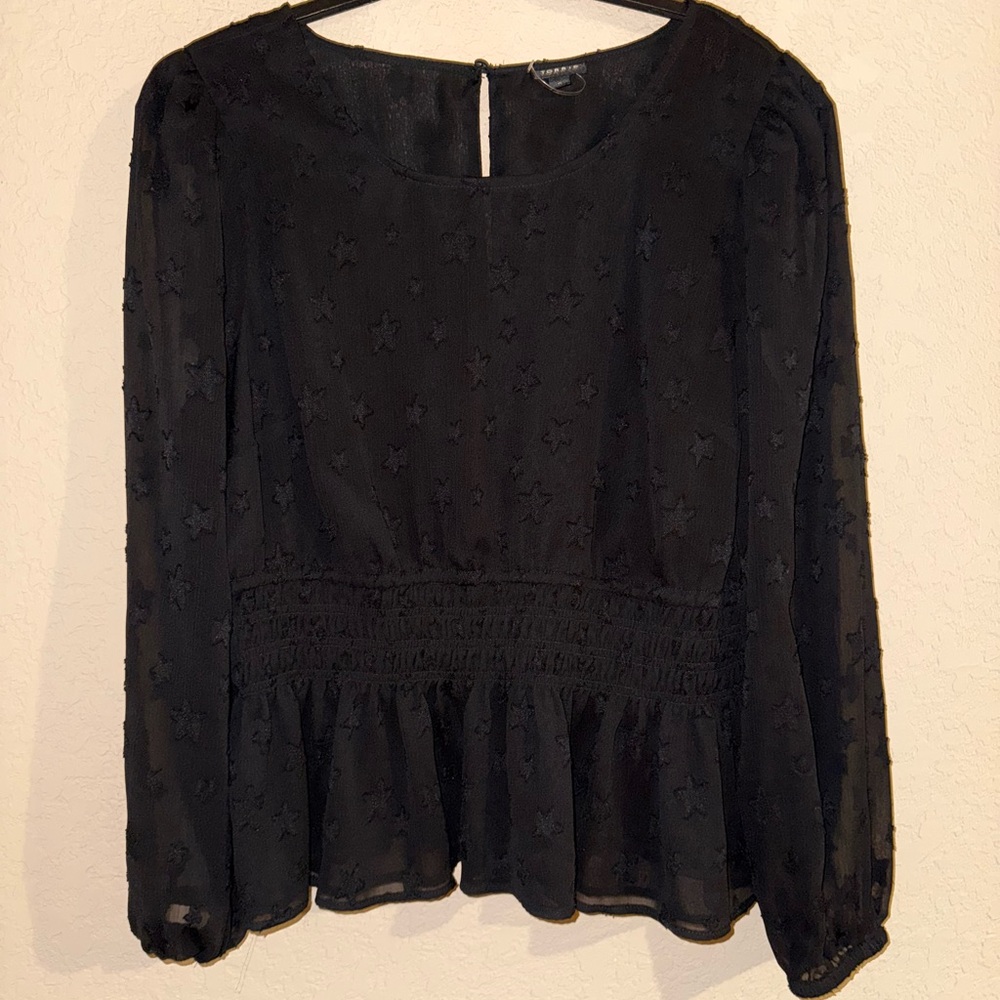 Torrid Crinkle Chiffon With Star Smocked Waist Puff Sleeve Top- Size 2-2X - Picture 5 of 12